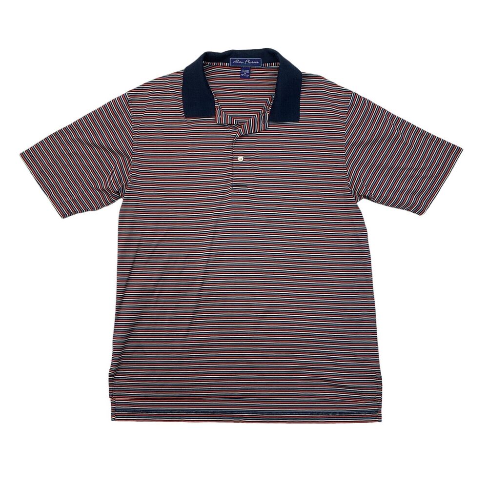 Alan Flusser Golf Shirt Mens M Medium Multi Striped Mercerized Cotton Polo